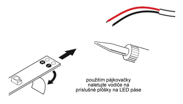 Zapojenie LED pásov - príprava kontaktov, letovanie a nalepenie