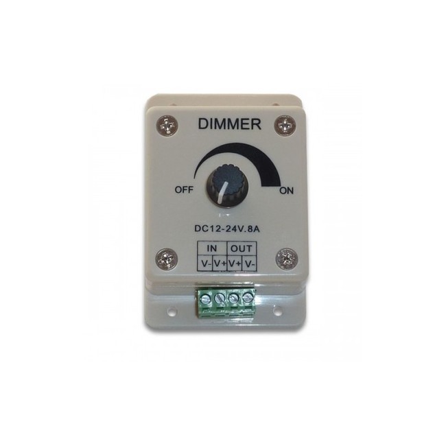 Otočný nástenný PWM stmievač pre LED pásy, DC12-24V, max 8A, 86x86x40m, farba biela | Ledco