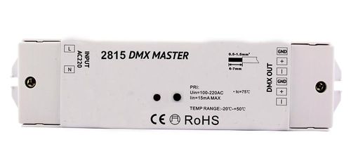 DMX master; zdroj signálu; prevodník RF/DMX pre diaľkové ovládače LC-2806,LC-2809