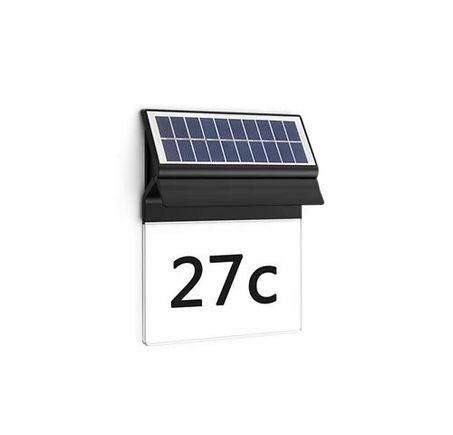 ENKARA solárne nástenné svietidlo - číslo domu LED, 0,2W, 2700K, 17lm, IP44,  čierna