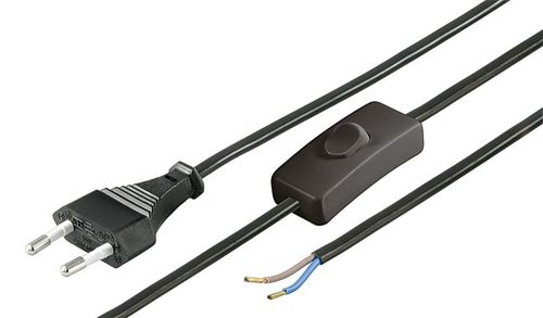 Flexo (prívodná) šnúra / napájací kábel s vidlicou a vypínačom 1.5 m, čierna