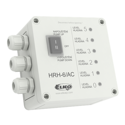Hladinový spínač HRH-6/AC 230, 2 funkcie, indikácia 6 hladín, výstup 1x10A spínací