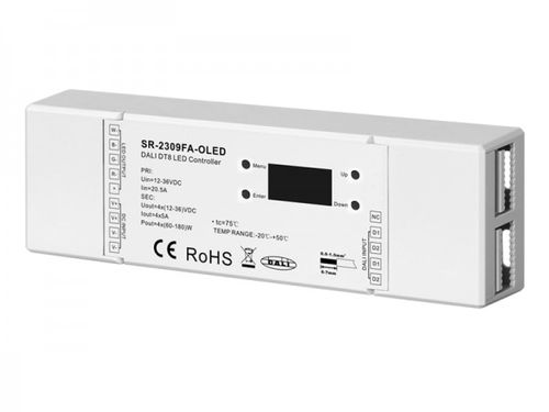 LED DALI stmievač, 4-kanálovy RGBW, 4x5A, podpora DT8 (RGBW /CCT)