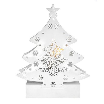 LED dekorácia, vianočný kovový stromček, 2x AA, IP20, biela, teplá biela