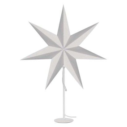 LED hviezda papierová s bielym stojanom, E14, 25W, IP20, 67x45 cm, biela/sivá 
