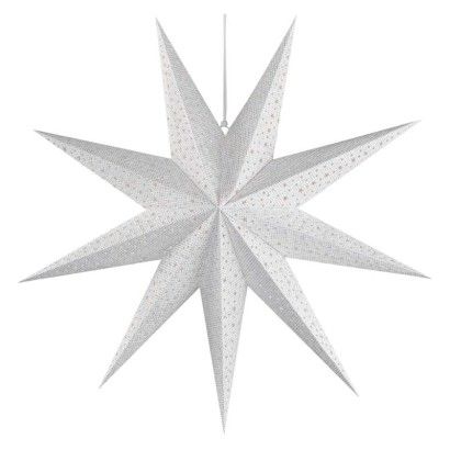 LED hviezda papierová závesná, E14, 25W, IP20, 60cm, biela/zlatá