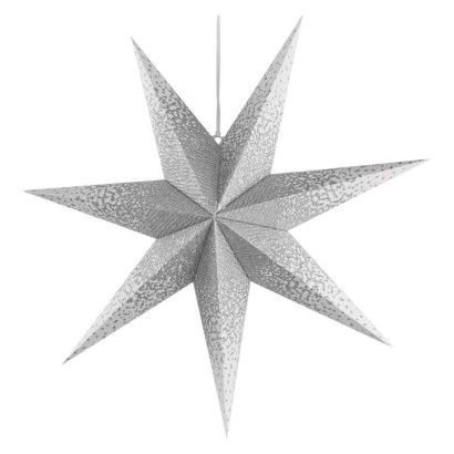 LED hviezda papierová závesná so striebornými trblietkami, E14, 25W, IP20, 60cm,strieborná
