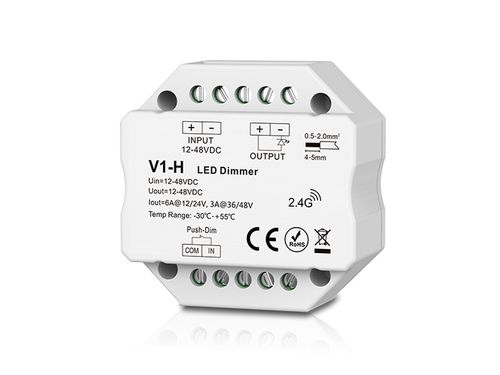 LED stmievač/prijímač 1x 8/4A 12-48VDC (12V/72W, 24V/144W), push-dim, pre ovládač LC-SD-R6