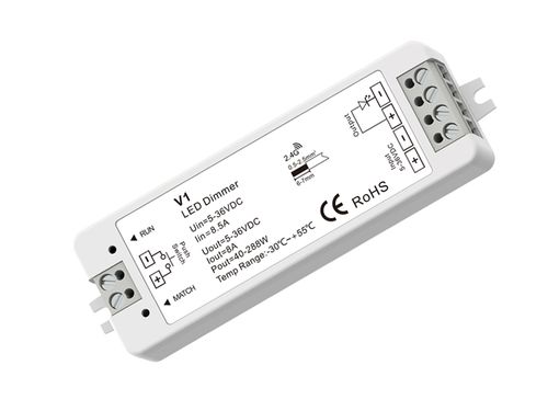 LED stmievač/prijímač 1x8A, 5-36V DC (12V/96W, 24V/192W), push-dim, pre ovládač LC-SD-R6