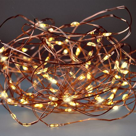 LED vianočná reťaz medená, 100x mini LED, 10m, 3 x AA, IP20, teplé svetlo