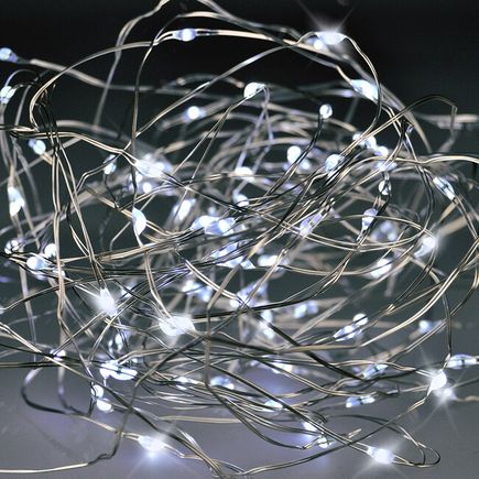 LED vianočná reťaz strieborná, 100x mini LED, 10m, 3 x AA, IP20, studené svetlo