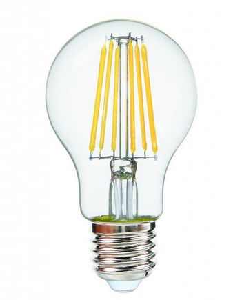 LED vláknová žiarovka 24V, E27, 6W, 2800K, 640lm, CRI90, A60, priehľadná, dimmable