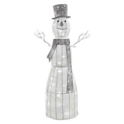 LED vnútorný vianočný snehuliak ratanový, 124 cm, 120LED, IP20, studená biela, časovač