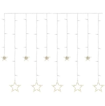 LED vnútorný vianočný záves – hviezdy, 185x105 cm, 115LED, IP44, teplá biela
