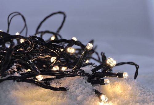 LED vonkajšia vianočná reťaz, 200 LED, 10m, prívod 5m, 8 funkcií, IP44, teplá biel