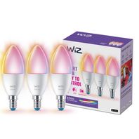 LED žiarovka sviečka Philips WiZ E14, 4,9W, 470lm, 2200-6500K+RGB, C37,biela, stmievateľná