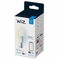 LED žiarovka sviečka Philips WiZ E14, 4,9W, 470lm, 2700-6500K, C37, biela, stmievateľné