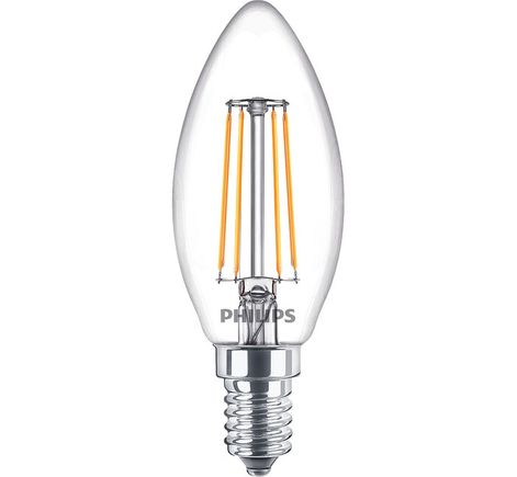 LED žiarovka vláknová číra sviečka CorePro  E14, 4.3W, 470lm, 2700K, teplá biela, 230V