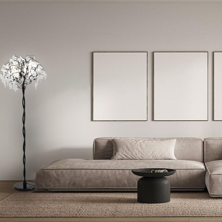 Luxusná sklenená stojaca lampa 5 x G9, IP20,  číra/čierna