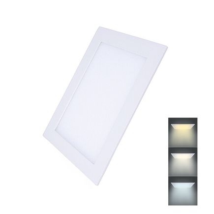 Mini zapustený panel LED 18W, 1530lm, 3000K/4000K/6000K, IP20, štvorcový, biela