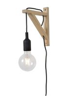 Moderné nástenné svietidlo FIX Wall Light E27  prevedenie drevo/ čierna farba