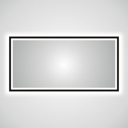 Nástenné LED zrkadlo s okrajovým osvetlením v čiernom ráme 37W, Š120xV60cm, 3000K