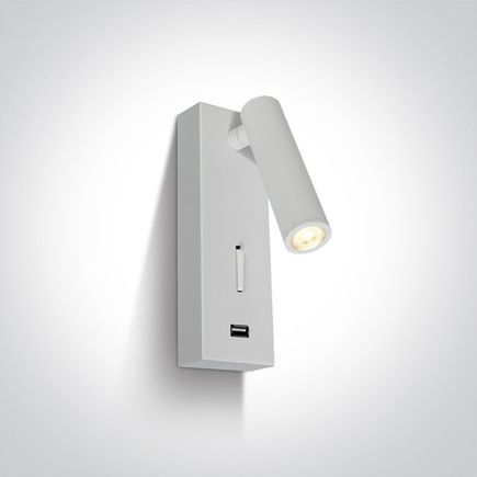 Nástenné svietidlo biele, LED 3W, 3000K, IP20, 100-240V, USB