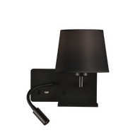 Nástenné svietidlo HOLD LED 3W-3000K-285lm + E27-15W, CRI9, IP20, USB, čierna
