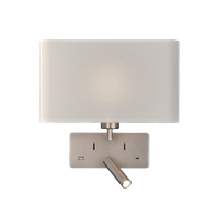 Nástenné svietidlo ROMEO LED, 3W -3000K-285lm + E27 -15W, CRI90, IP20, USB, nikel/biela