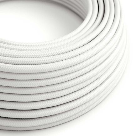Okrúhly textilný kábel s dvojitou izoláciou 2x 0.75 mm2, umelý hodváb, biele opletenie