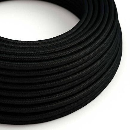 Okrúhly textilný kábel s dvojitou izoláciou 3x 0.75 mm2, umelý hodváb, čierne opletenie