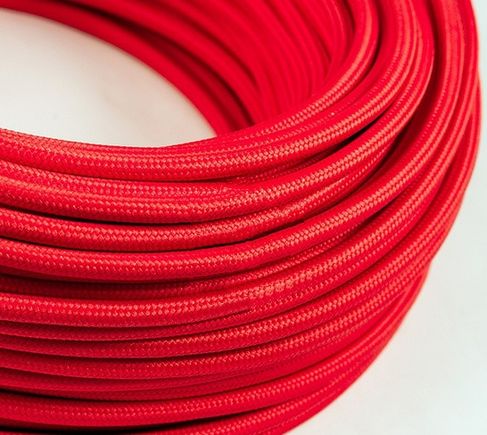Okrúhly textilný kábel s dvojitou izoláciou 3x0.75 mm2, červené opletenie