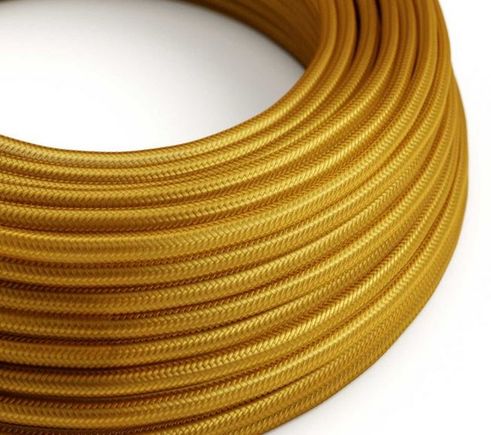 Okrúhly textilný kábel s dvojitou izoláciou 3x0.75, umelý hodváb, zlatá