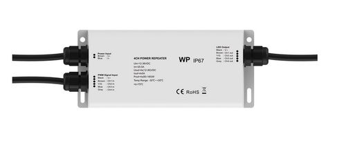 PWM repeater/zosilňovač EV4-WP, RGBW 4x5A, 12-36VDC(12V/240W, 24V/480W), IP67