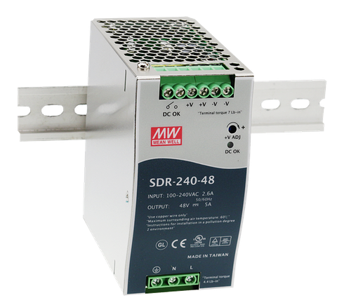 SDR-240-24 zdroj DIN, 88÷264V AC, 124÷370V DC, 24V 0÷10A