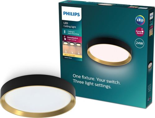 Stropné LED svietidlo HANNO 24W, 2700K, 2700lm, IP20, SceneSwitch, čierna/zlatá