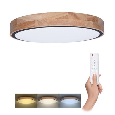 Stropné LED svietidlo IRON OAK 60W, 3000K-6000K, 4200lm, 51cm,stmievateľné, DO, dub/čierna