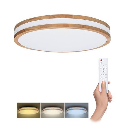 Stropné LED svietidlo WOODY 48W, 3000K-6000K, 3360lm, 38cm, stmievateľné, DO, dub/biela