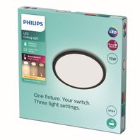 Stropné svietidlo Philips SUPER SLIM LED 15W, 1300lm, 2700K, IP44, čierna