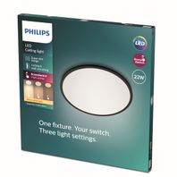 Stropné svietidlo Philips SUPER SLIM LED 22W, 2000lm, 2700K, IP20, čierna
