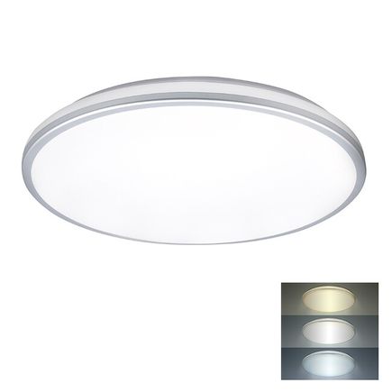 Stropné svietidlo s ochranou proti vlhkosti LED 18W, 1530lm, 3CCT, 33cm, IP54, biela