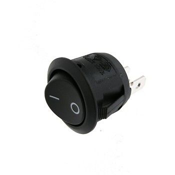 Vypínač kolískový okrúhly pre otvor 20mm, farba čierna