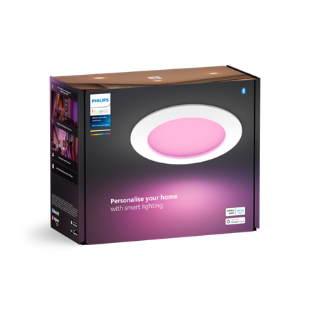 Zápustné podhľadové svietidlo Philips Hue SLIM L 12W, 2200K-6500K+RGB, 1500lm, IP44, biela