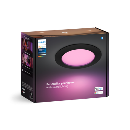 Zápustné podhľadové svietidlo Philips Hue SLIM L 12W, 2200K-6500K+RGB, 1500lm, IP44,čierna