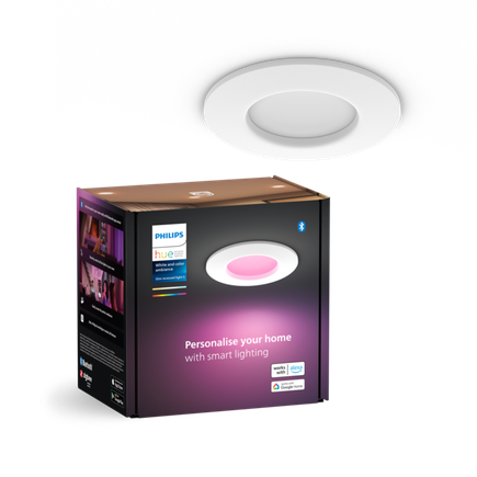 Zápustné podhľadové svietidlo Philips Hue SLIM S 8,W, 2200K-6500K+RGB, 1000lm, IP44, biela