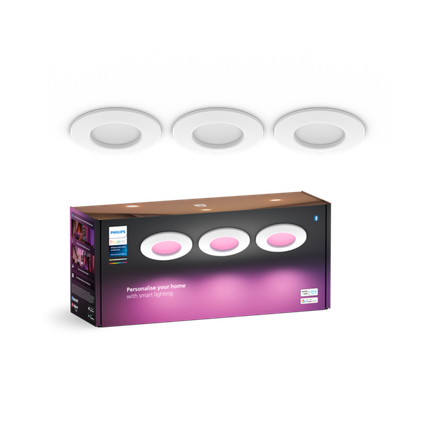 Zápustné podhľadové svietidlo Philips Hue SLIM S 8,W, 2200K-6500K+RGB, 1000lm,biela,3-set