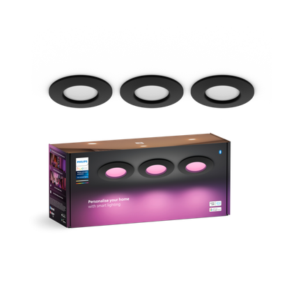 Zápustné podhľadové svietidlo Philips Hue SLIM S 8,W, 2200K-6500K+RGB, 1000lm,čierna,3-set