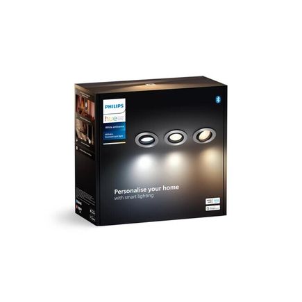 Zápustné svietidlo Philips Hue White MILLISKIN 4,2W, 2200K-6500K, 400lm, strieborná, 3-set