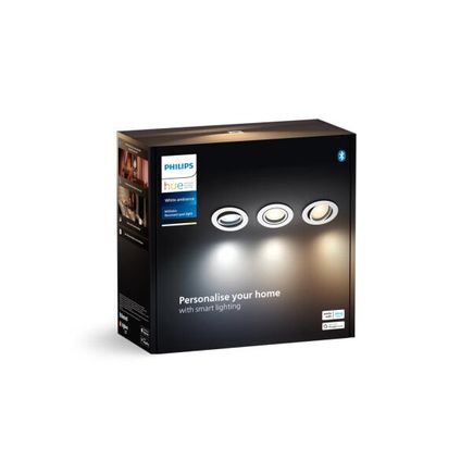 Zápustné svietidlo Philips Hue White MILLISKIN GU10, 4,2W, 2200K-6500K, 400lm, biela,3-set