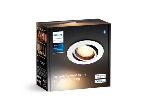 Zápustné svietidlo Philips Hue White MILLISKIN GU10, 4,2W, 2200K-6500K, 400lm, IP20, biela